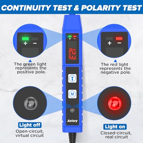 Beley - Automotive Power Circuit Probe Tester with Digital Screen, Voltage & Polarity Test, Overload Protection