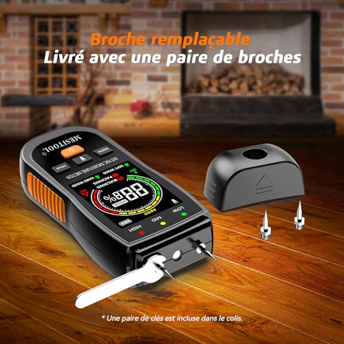 Mesitool - Pin Type Wood Moisture Meter with LCD Display for Walls & Firewood