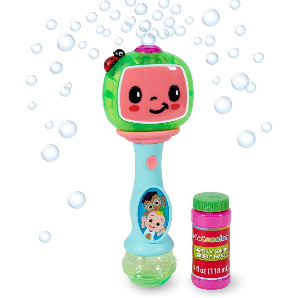 Little Kids Cocomelon Light and Sound Musical Bubble Wand, includes Bubble Solution - Medaid