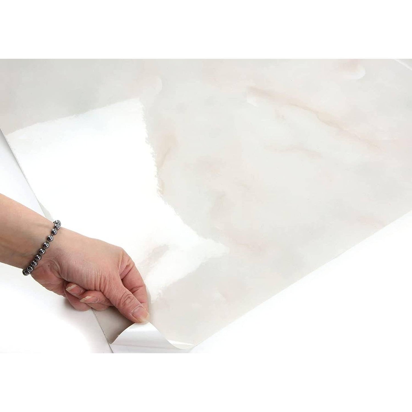 ROSEROSA Peel and Stick Glossy Faux Marble Self-Adhesive Wallpaper Door Wrap Countertop Moulding Trim NI987 - Medaid International