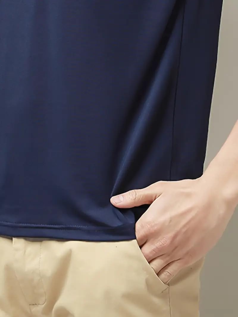 Quick Dry Ice Silk Athletic T-Shirts for Men, Athletic Short Sleeve Moisture Wicking Tee for Running,Training （1 Piece） Dark Blue - Medaid International