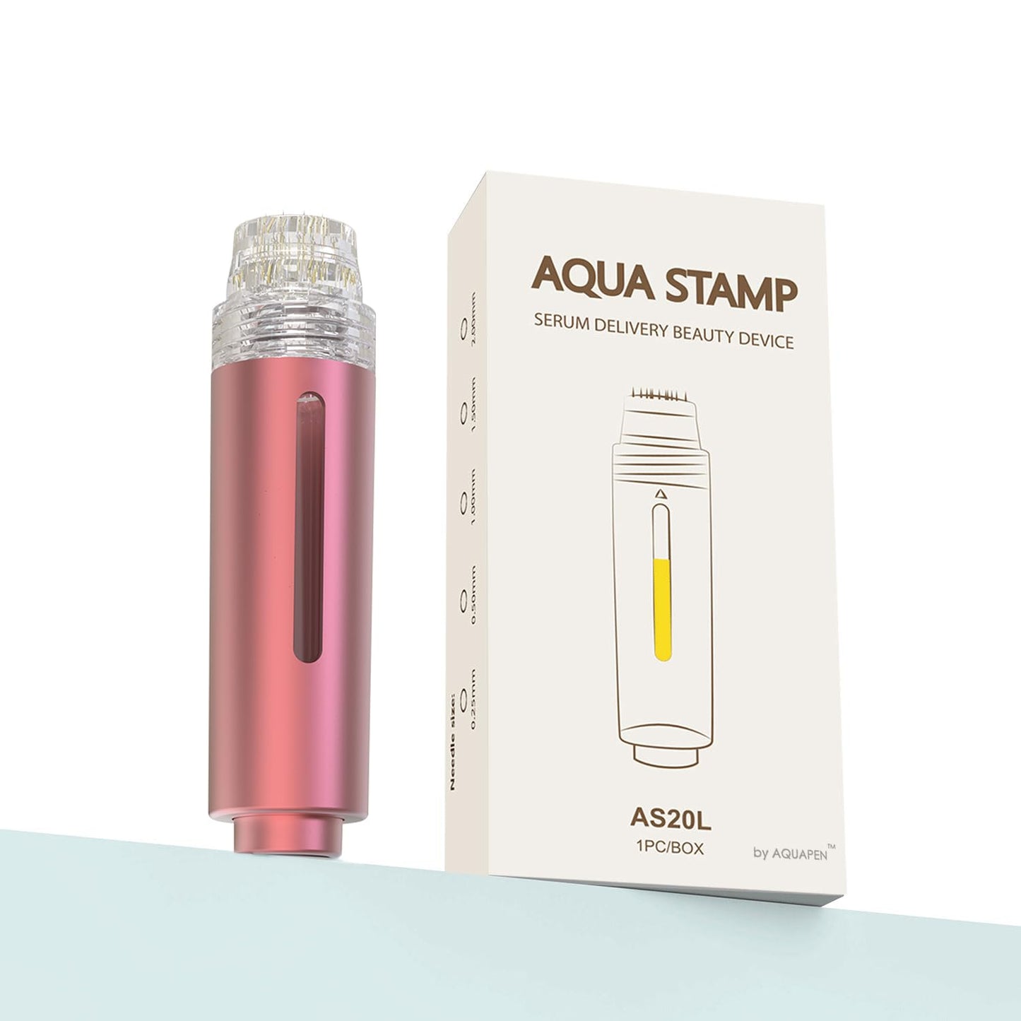 AQUA STAMP 2-in-1 Titanium Derma Stamp Pen | 0.25mm Gold Micro Infusion Hydra Needles | Manual Microneedling Tool for Face Lips Scalp Care | Fine Touch Serum Applicator - Medaid International