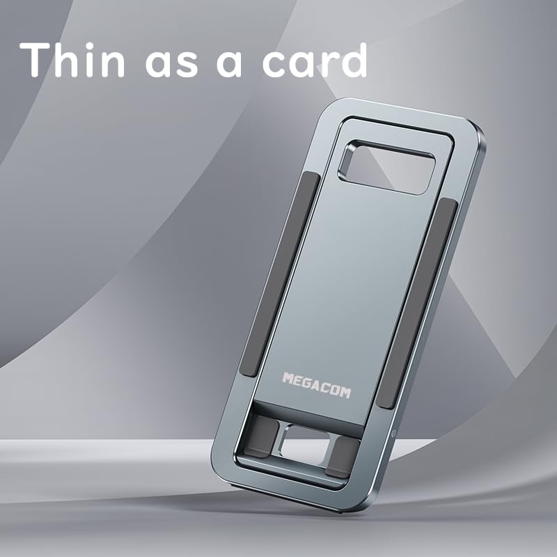 megacom Foldable Aluminum Adjustable Cell Phone Stand, Thin Portable Travel Desk Holder - Gray - Medaid International
