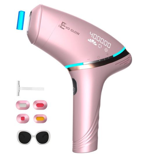 EVO Glow IPL Laser Hair Removal with 19J Energy, 8°C Dual Cooling Hair Removal Device, 400,000 Flashes, Painless Laser Hair Removal for Women & Men, Permanent Hair Removal Heads SKB-2308 - Medaid International