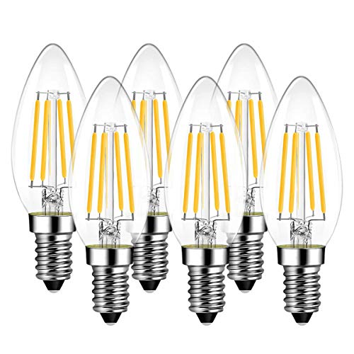 Generic - 4W E14 LED Filament Candle Bulb, 2700K Warm White, 6 Pack