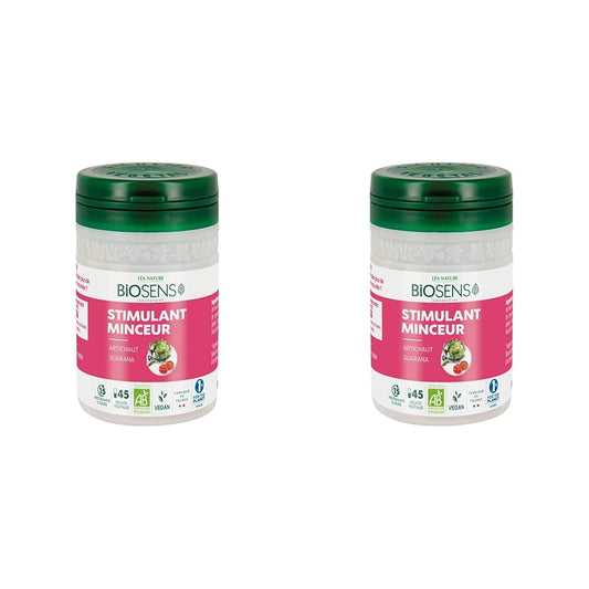 Biosens - Gélule végétale Stimulant Minceur - Artichaut et Guarana - Certifié Bio AB Vegan - Fabriqué en France - Actifs 100% Végétaux - Programme de 15 jours - 45 gélules (Lot de 2) - Medaid International