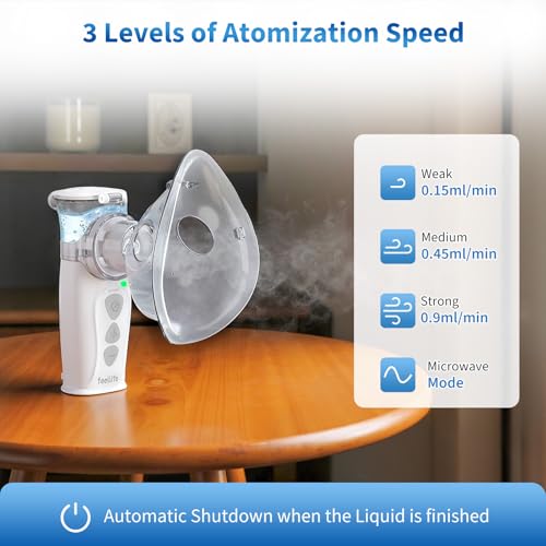 Feellife - Portable Nebuliser for Adults & Kids, Rechargeable, Silent, Easy to Clean