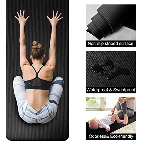 SKY-TOUCH Yoga Mat Non Slip, Yoga Mat with Strap Included 10mm Thick Exercise Mat Ideal for HiiT, Pilates, Yoga and Many Other Home Workouts - Medaid - Lebanon
