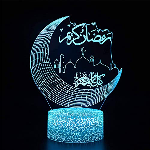 Eid - LED Moon Lamp for Ramadan Decoration, Kids Night Light, Home Ornaments