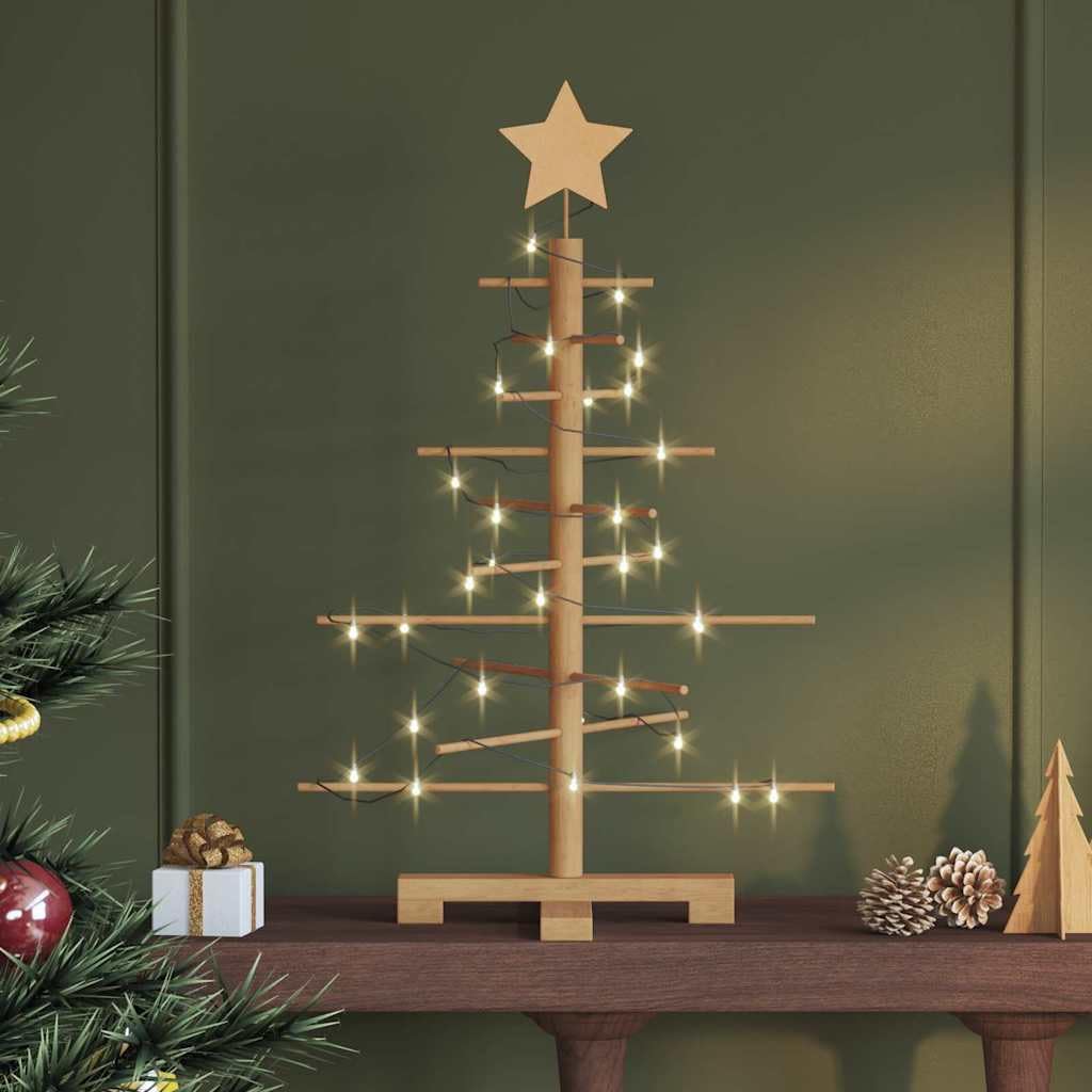 vidaXL Wooden Christmas Tree with Stand Brown 29,5" Bamboo, Chill Living Room Vibes, Trendy Holiday Decor, Simple Festive Tree, Eco-Friendly Christmas Centerpiece - Medaid International
