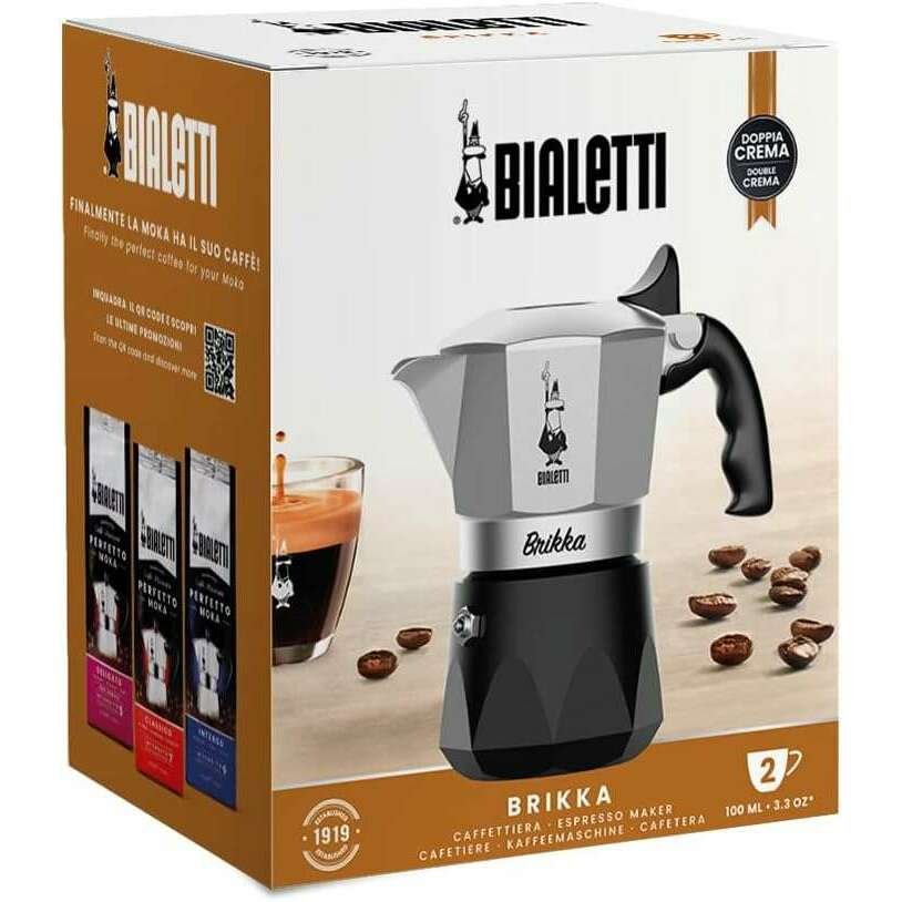 Brikka,  Black Aluminum Coffee Maker - Medaid International