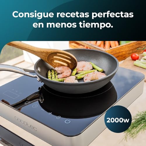 Cecotec - Portable Induction Hob 2000W, Touch Control, 10 Power Levels, Enamel Glass Design