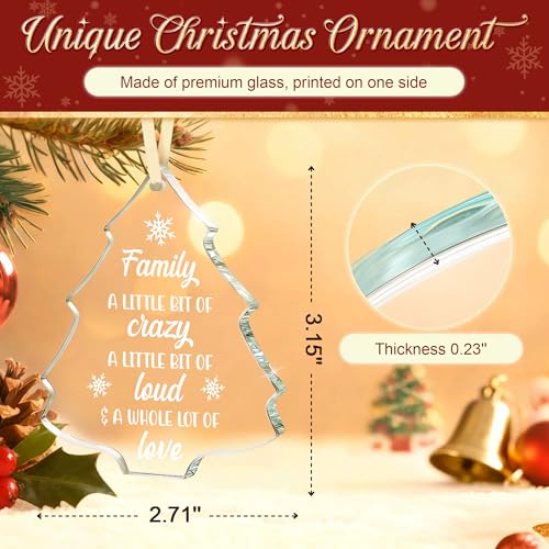 Family Christmas Ornament 2025 – “A Little Bit of Crazy, A Little Bit of Loud & A Whole Lot of Love” Glass Tree Ornament, Family Holiday Gift, Christmas Tree Decor for Mom, Dad - Medaid International