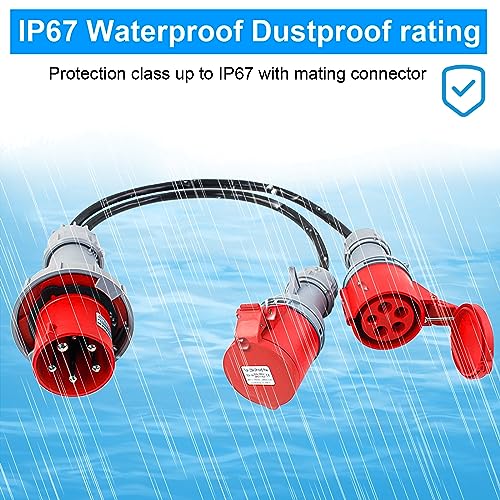 Munloo - CEE Power Extension Cable with 32A Plug, 16A Terminals, Durable Design