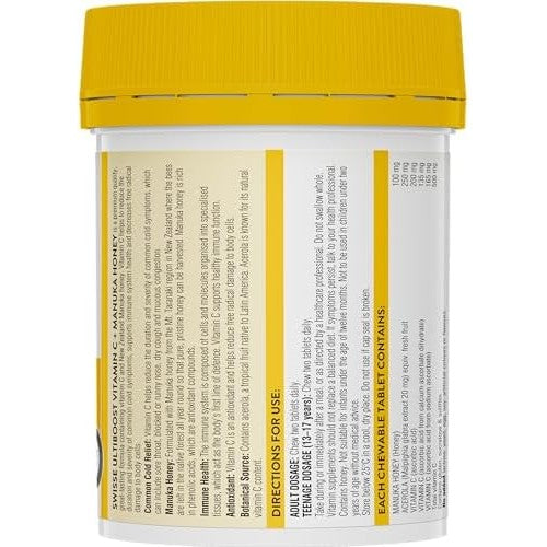Swisse Ultiboost Vitamin C + Manuka Honey - 120 Tablets|B07BF69114