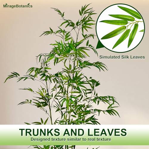 5.6ft Artificial Bamboo Tree with Tall White Planter - 4 Lifelike Natural Trunks & Silk Leaves, Realistic Faux Indoor Outdoor Plant for Home, Office, Living Room, Mall, Hotel, Garden Decor - Medaid International