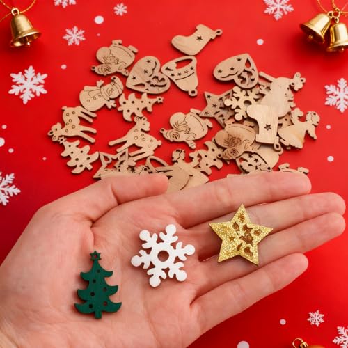 50 Piece Classic Christmas Hanging Ornaments Set - Santa Claus,Snowman,Reindeer,Christmas Tree,Snowflakes & More Designs for Festive Decoration - Medaid International