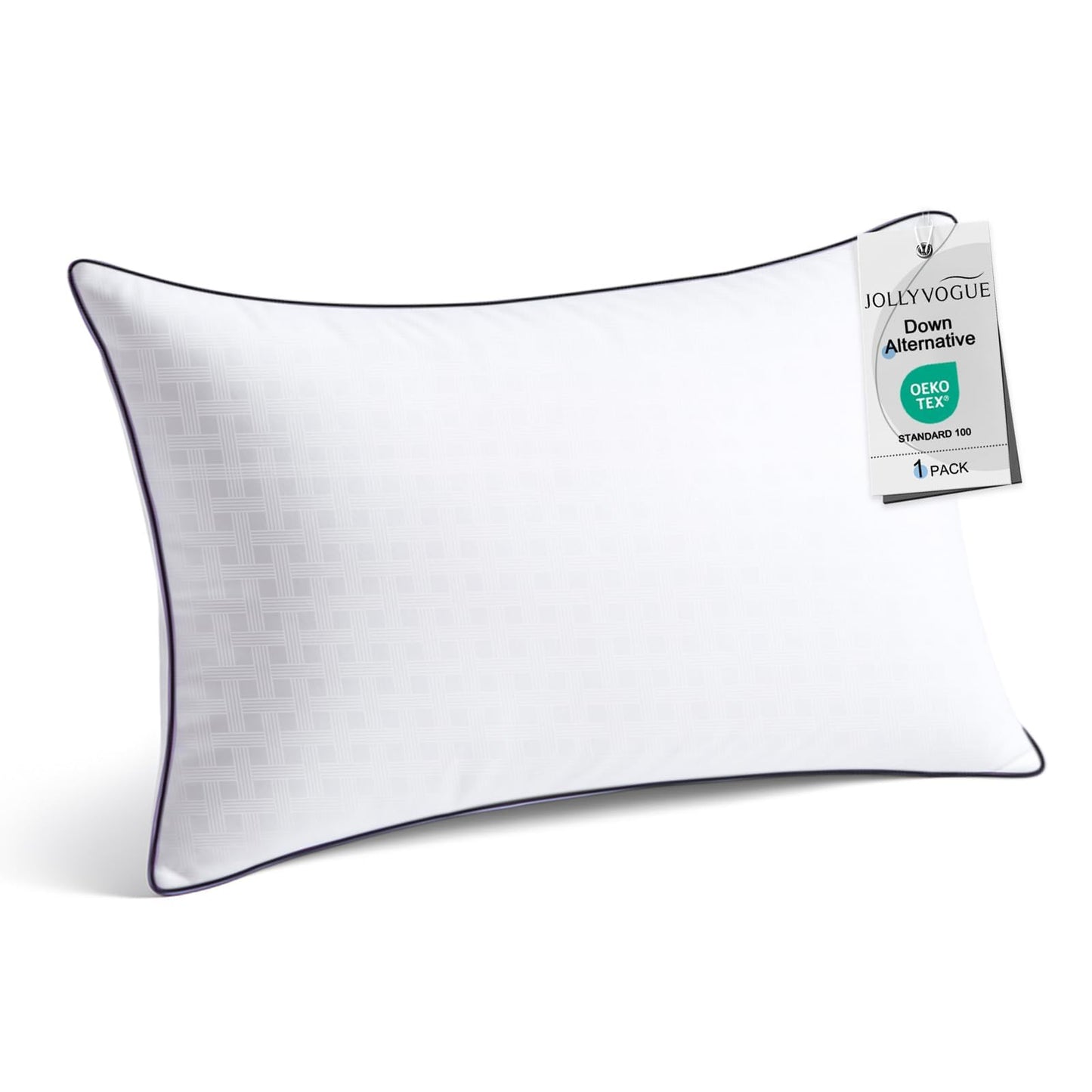 JOLLYVOGUE Queen Size Bed Pillow 1-Pack?Single Pillow for Sleeping, Breathable and Supportive with Down Alternative Fill, Hotel Collection Pillow for Side, Back, and Stomach Sleepers - Medaid International