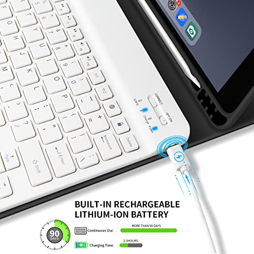 Kenke - Lightweight Keyboard Case for iPad 9.7" with Detachable Wireless Keyboard, Pencil Holder, Black