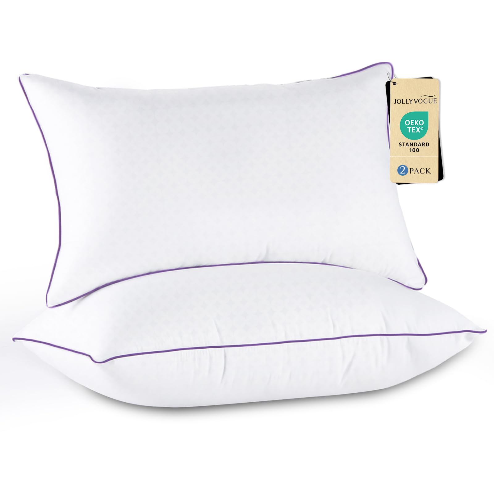 JOLLYVOGUE Pillows Queen Size Set of 2, Medium Supportive Bed Pillows with Super Soft Down Alternative Fill, Luxury Fluffy Hotel Quality for Side, Back, and Stomach Sleepers - Medaid International