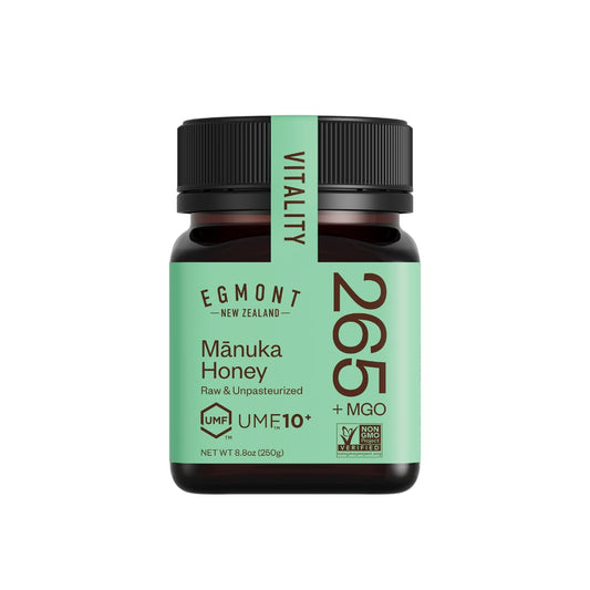 Egmont Honey Raw Manuka Honey MGO 265+ UMF 10+ 8.8oz(250g) NON-GMO, Kosher, Recycled plastic jar, Traceable 100% Pure Authentic New Zealand Honey, UMF & MGO Certified - Medaid International