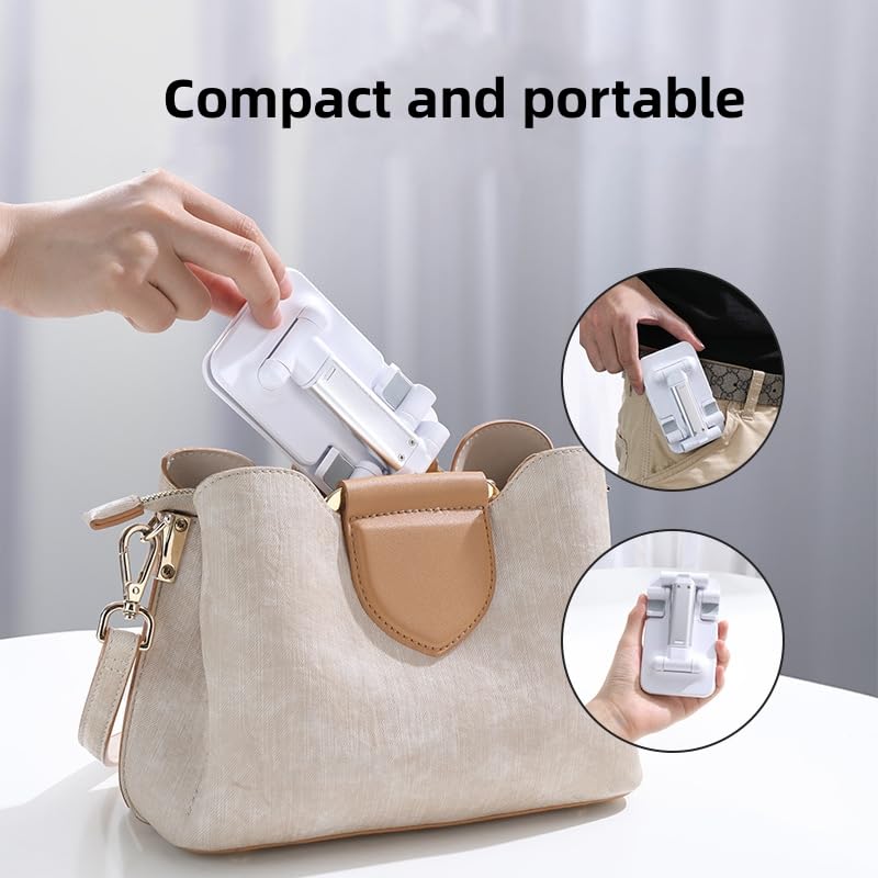 Phone Stand, Adjustable Height and Angle Foldable Cell Phone Stand Holder for Desk, Travel Home Office Desk Accessories Compatible for All Phones - Black - Medaid International