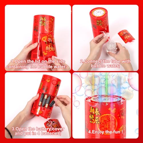 Boxob - 2pcs Fireworks Bubble Machine with Lights, Automatic Bubble Blower for Parties