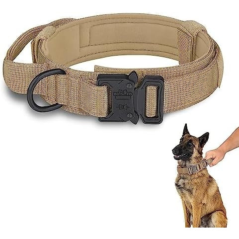 JZS Tactical Dog Collar, Adjustable Military Training Nylon Dog Collar with Control Handle and Heavy Metal Buckle for Medium and Large Dogs(Green,M) - Medaid - Lebanon