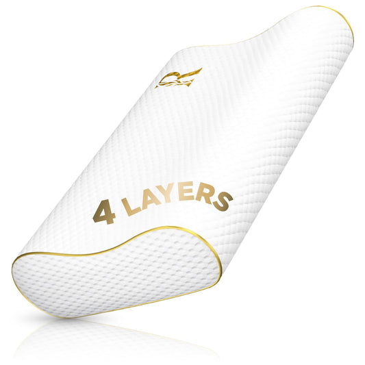 Memory Foam Pillow, Cervical Pillow, 4-Layer Queen, Contour Pillow, Side Sleeper, Neck Support, Pillow for Neck Pain, CertiPUR-US - Medaid International