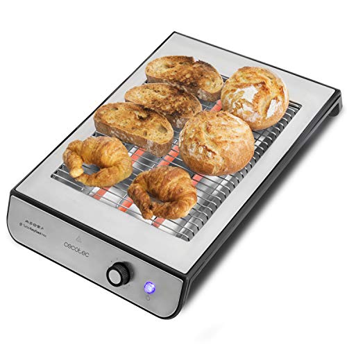 Cecotec - Horizontal Turbo Flat Toaster with 900W Power, 6 Toast Levels, Stainless Steel Finish
