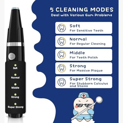 Lymi - Ultrasonic Tooth Cleaner with LED, 3 Modes, 2 Replaceable Heads