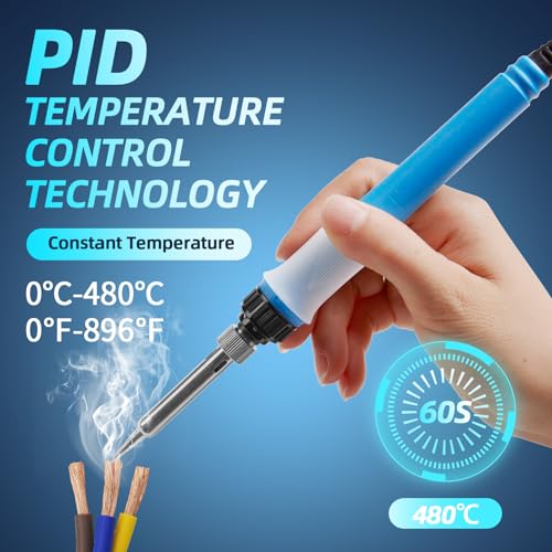 WaxRhyed - 100W Digital Soldering Station Kit with Auto Sleep, 5 Tips & Tweezers