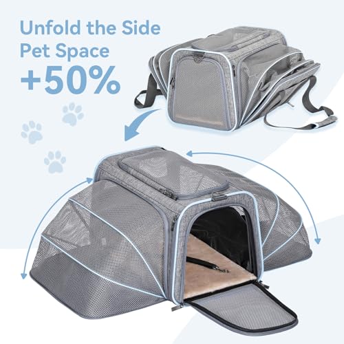 Petsfit - Expandable Cat & Dog Carrier, Airline Approved, Soft-Sided, Washable