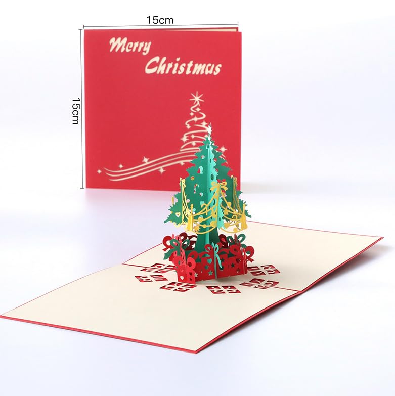 3D Pop Up Christmas Card Creative Holiday Greeting Card with Christmas Tree Design Festive Gift Card (Green) - Medaid International