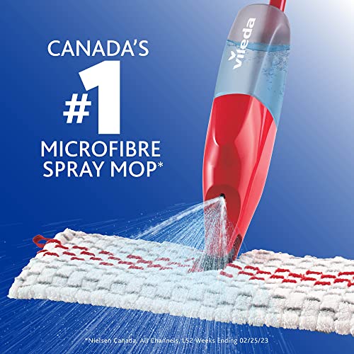Vileda Promist Max Spray Mop - 360 Degree Swivel, Red, Cotton Head, Multiple Surfaces - Medaid International