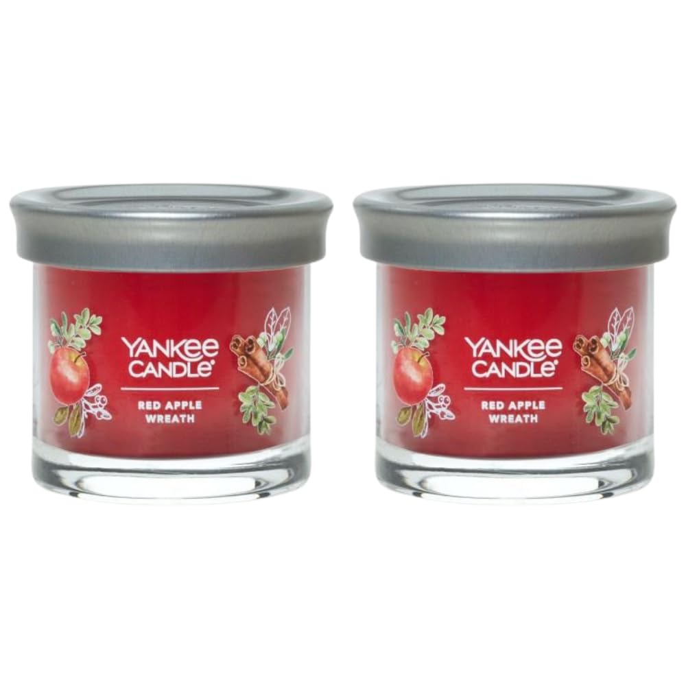 Yankee Candle Small Tumbler Scented Single Wick Jar Candle, Red Apple Wreath, Over 20 Hours of Burn Time, 4.3 Ounce (Pack of 2) - Medaid International