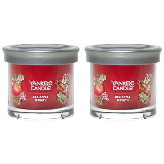 Yankee Candle Small Tumbler Scented Single Wick Jar Candle, Red Apple Wreath, Over 20 Hours of Burn Time, 4.3 Ounce (Pack of 2) - Medaid International