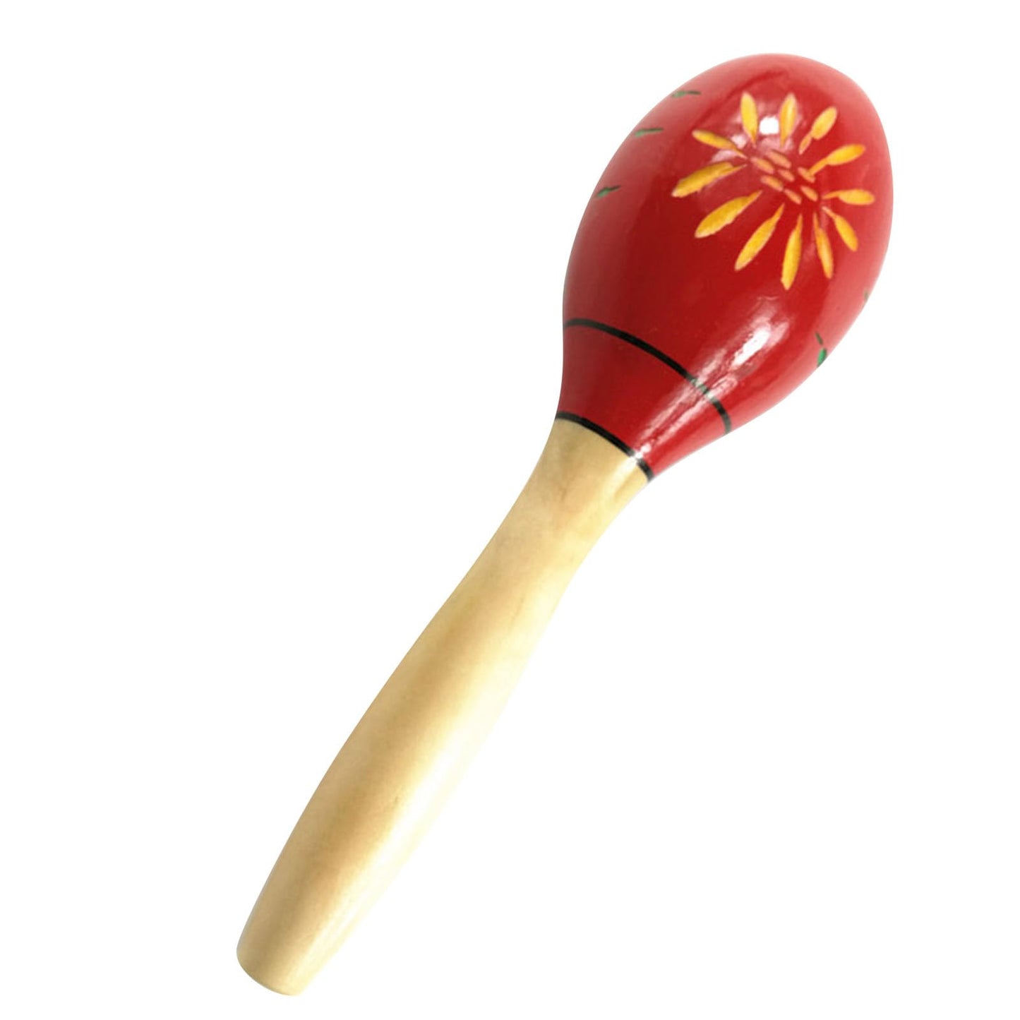POENVFPO Maracas Musical Instruments, Easy To Use Educational Durable Maracas Wooden Shaker for Musical Fun (Long Red Carved Flowers) - Medaid International