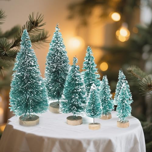 8 Pcs Mini Christmas Trees Artificial Trees with Base for Christmas Decor Party Home Table Decorations - Medaid International