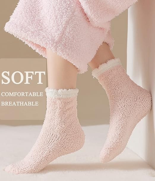 6 Pairs Womens Fuzzy Socks for Women, Warm Soft Christmas Sleeping Socks for Women Christmas Gift - Medaid International