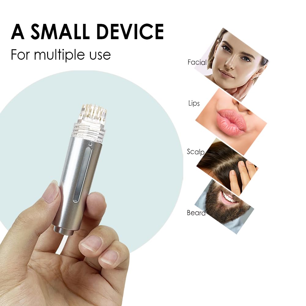 AQUA STAMP 2-in-1 Titanium Derma Stamp | 0.25mm Gold Micro Needles | Manual Microneedling Tool for Face Lips Scalp Care | Portable Serum Applicator with Storage Tube - Medaid International