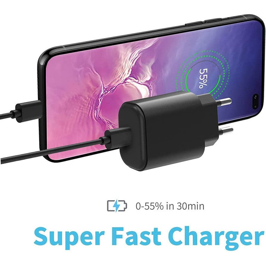 Ailkin - 25W Super Fast C-Type Charger with Cable for Samsung Galaxy Series (Black)