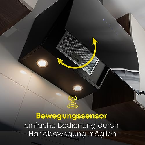 Bomann - DU 7605 G Vertical Cooker Hood with Sensor & Touch Control, Auto-Open, Black