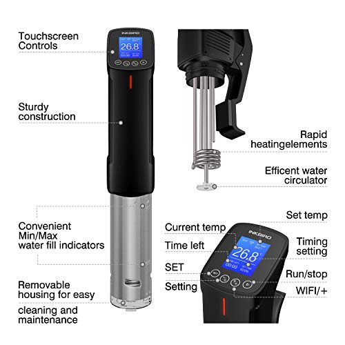 Update Inkbird WIFI Sous Vide Machine ISV-100W| 1000 Watts Sous-Vide Cooker Immersion Circulator with 14 Preset Recipes on APP and Thermal Immersion, Fast-Heating with Timer |Best Gifts - Medaid International