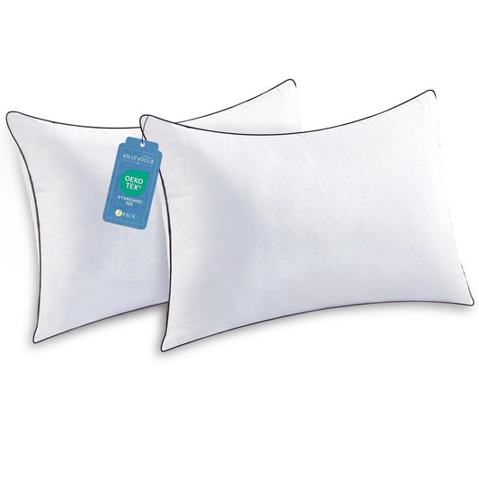 JOLLYVOGUE Standard Pillows Set of 2, Cooling and Supportive Pillows Full Size Set of 2 for Side and Back Sleepers, Down Alternative Hotel Collection Sleeping Pillow - Medaid International