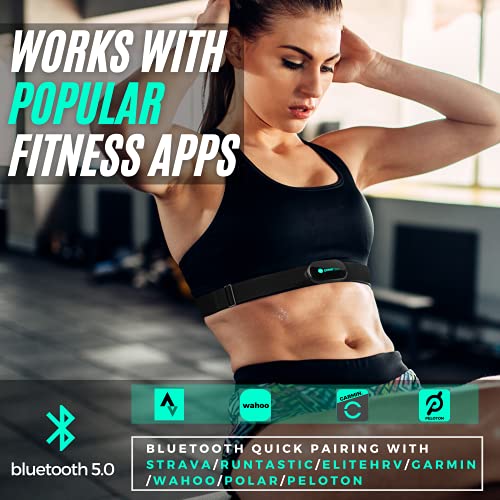Powr Labs - Bluetooth & ANT+ Heart Rate Monitor Chest Strap, Comfortable Fit, Compatible with Polar, Garmin, Peloton
