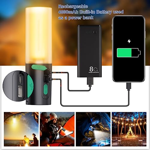 Audles - 33Ft Camping String Lights with Lanterns, 4000mAh Charger, IPX6 Waterproof