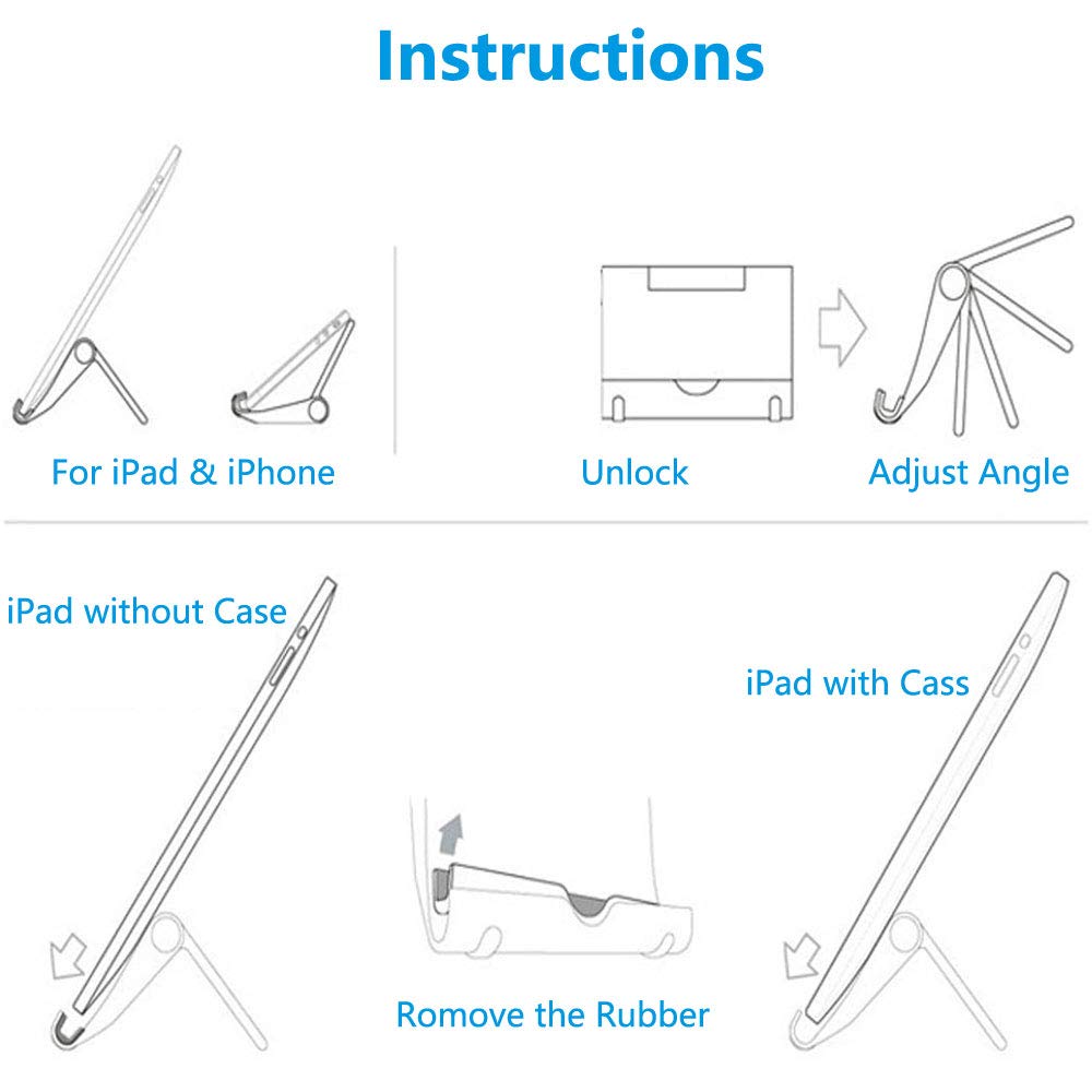 VOVIGGOL 2 Pack Cell Phone Stand for Desk, Foldable Cell Phone Holder Mobile Stand Phone Dock, Adjustable Tablet Stand Holder Compatible with iPhone 16 15 14 13 12 11 Pro Max iPad Samsung (Black) - Medaid International