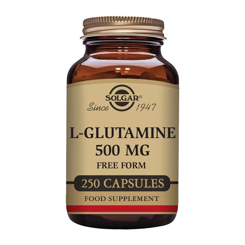 Solgar L-Glutamine 500 mg, 250 Vegetable Capsules - Natural Muscle Food - Promotes Gastrointestinal (GI) Health - Supports Brain Health - Non-GMO, Vegan, Gluten Free, Dairy Free - Medaid International