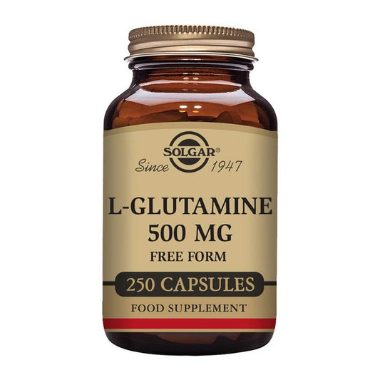 Solgar L-Glutamine 500 mg, 250 Vegetable Capsules - Natural Muscle Food - Promotes Gastrointestinal (GI) Health - Supports Brain Health - Non-GMO, Vegan, Gluten Free, Dairy Free - Medaid International